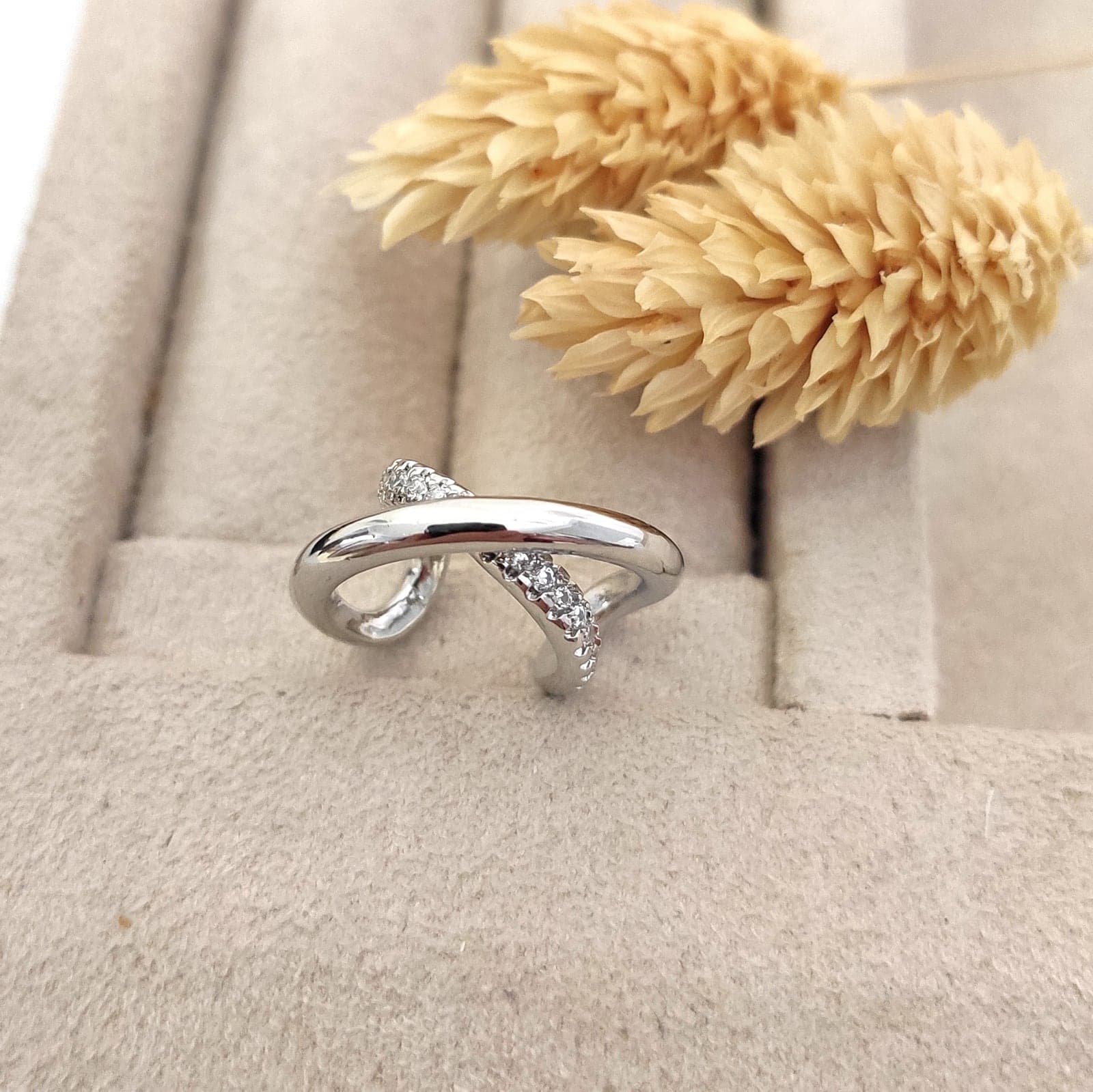 Silver Tone Zircon Stone Cartilage Earrings on Brass