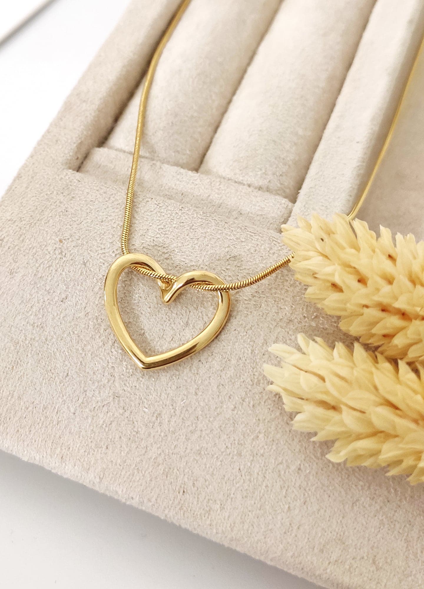 Gold Plated Heart Pendant Necklace on Brass