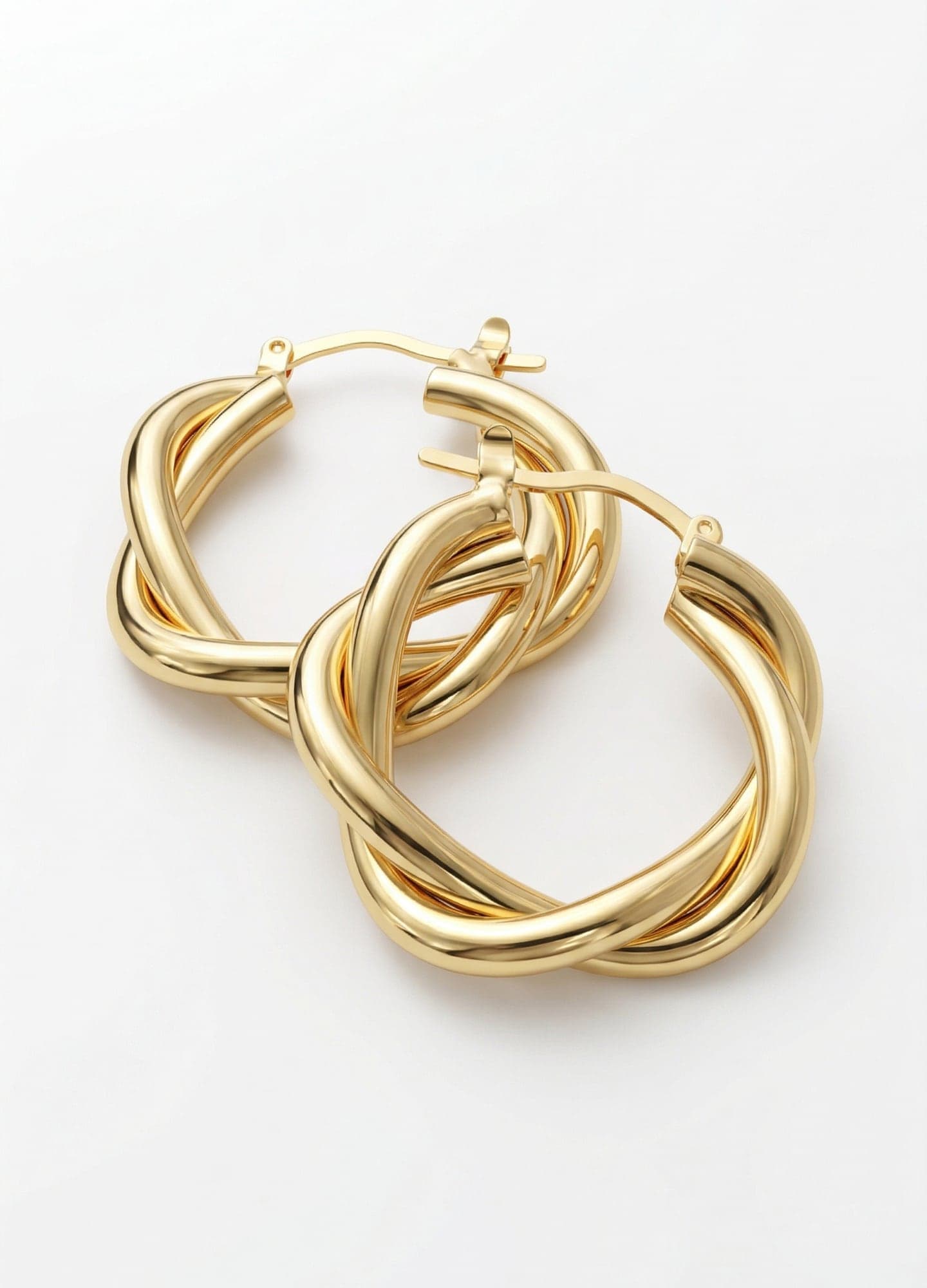 Gold Plated Brass Twist Model Hoop Earrings
