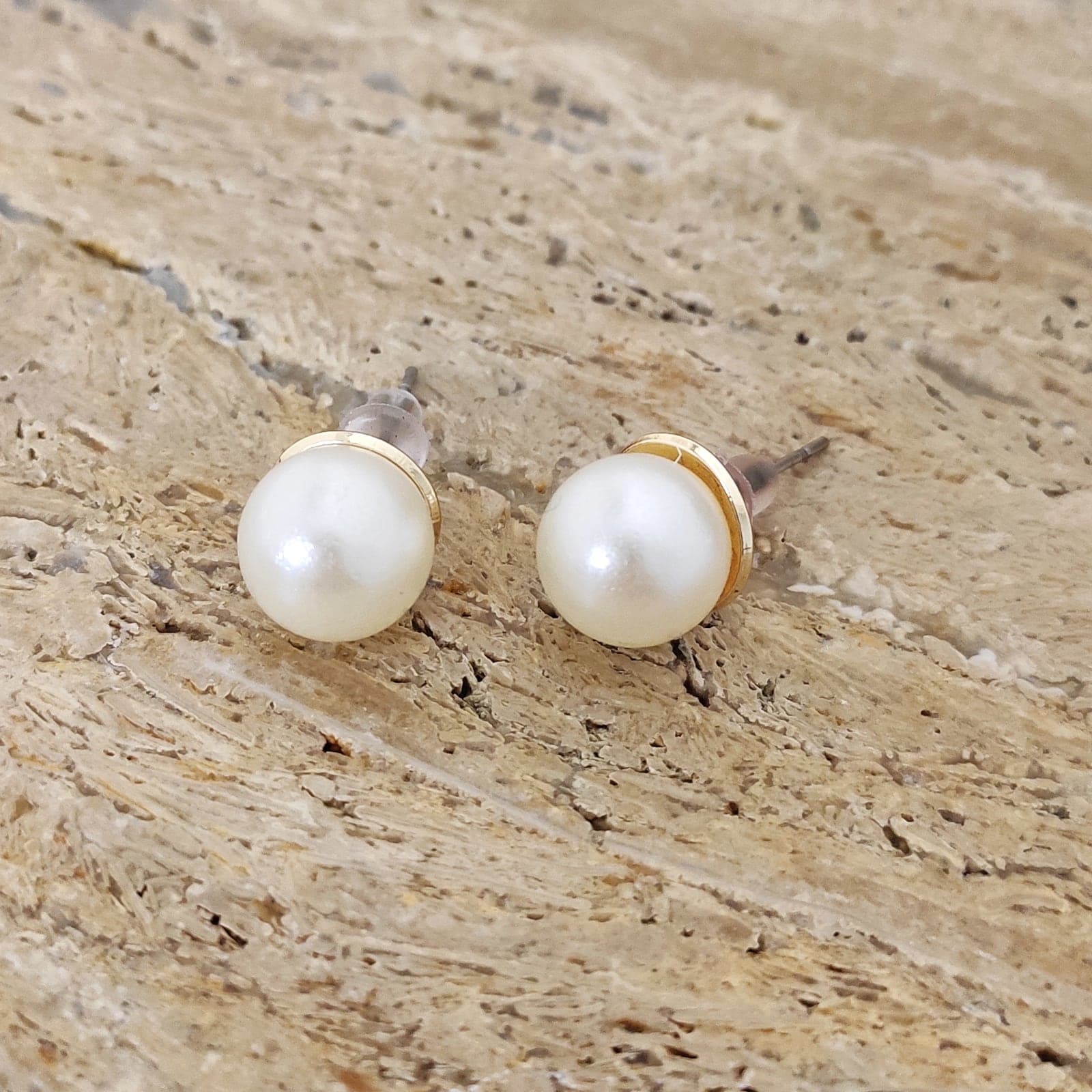 Gold Plated Pearl Earrings on Brass