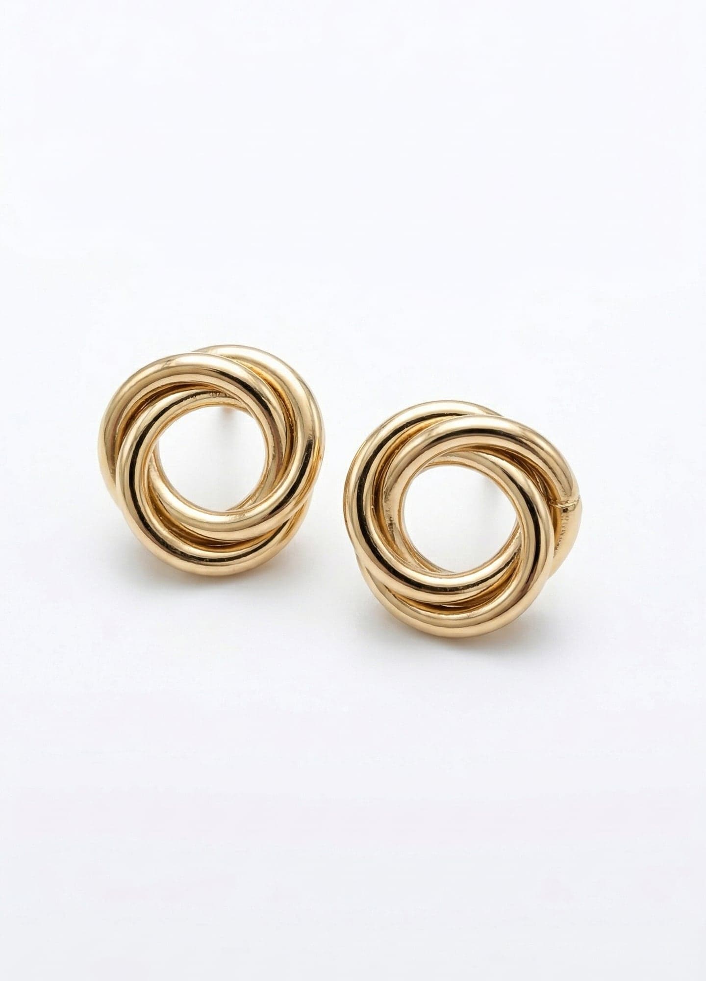 Gold Plated Brass Twist Model Stud Earrings