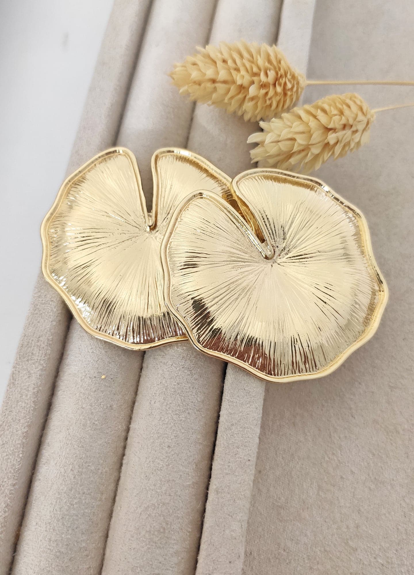 Brass with Gold Plated Studded Model Big Earrings