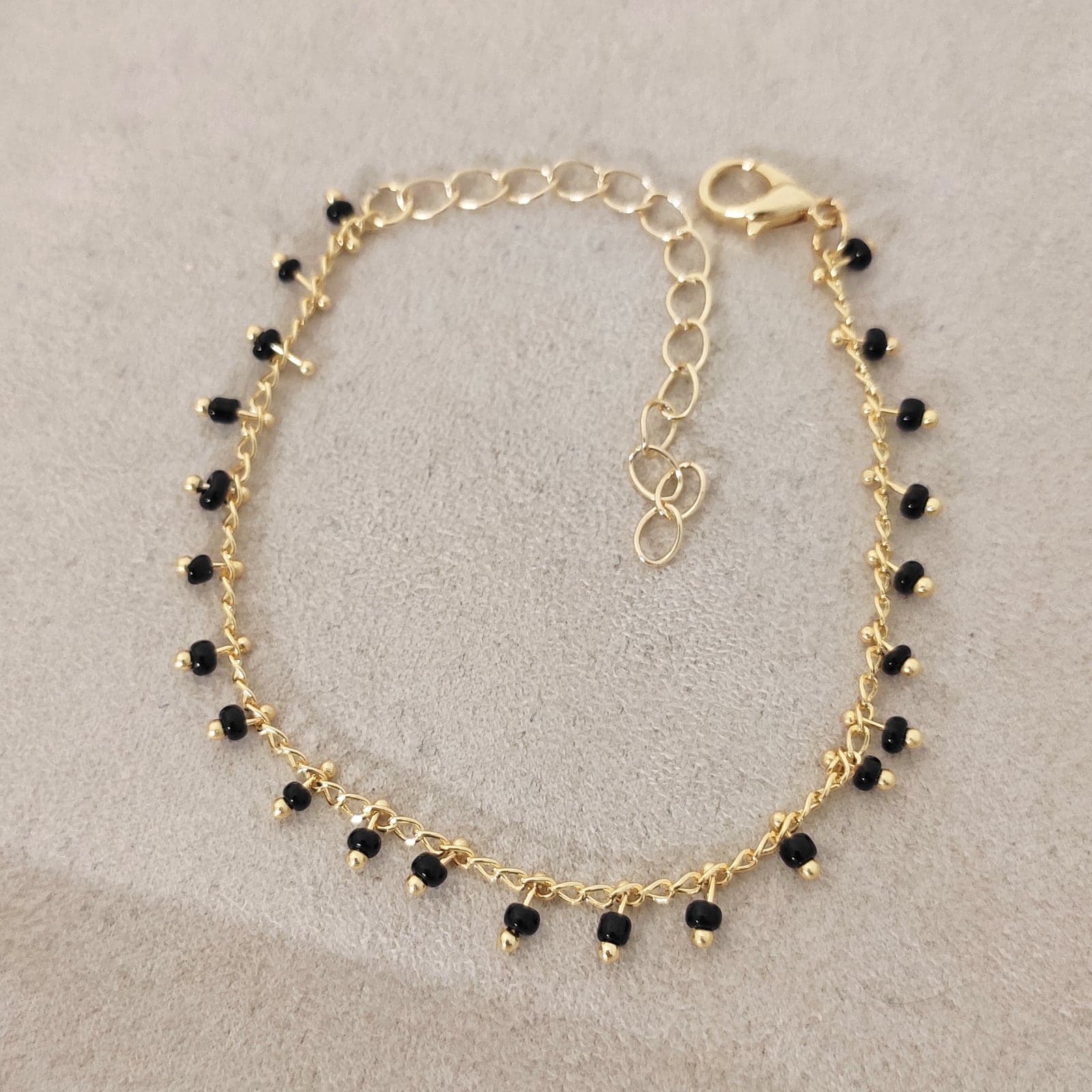 Gold Plated Crystal Stone Arranged Chain Bracelet on Brass