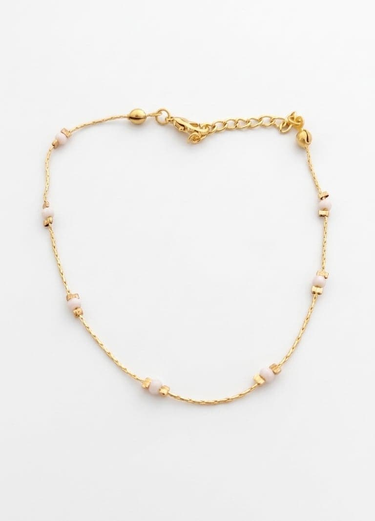 14 K goldplated brass, Cyrstal anklet