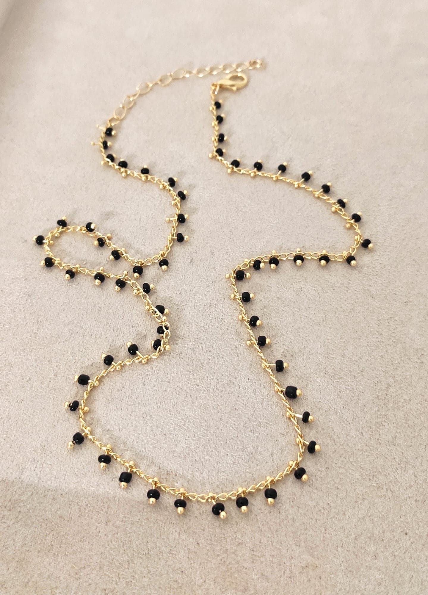 Gold Plated Crystal Stone Chain Necklace on Brass