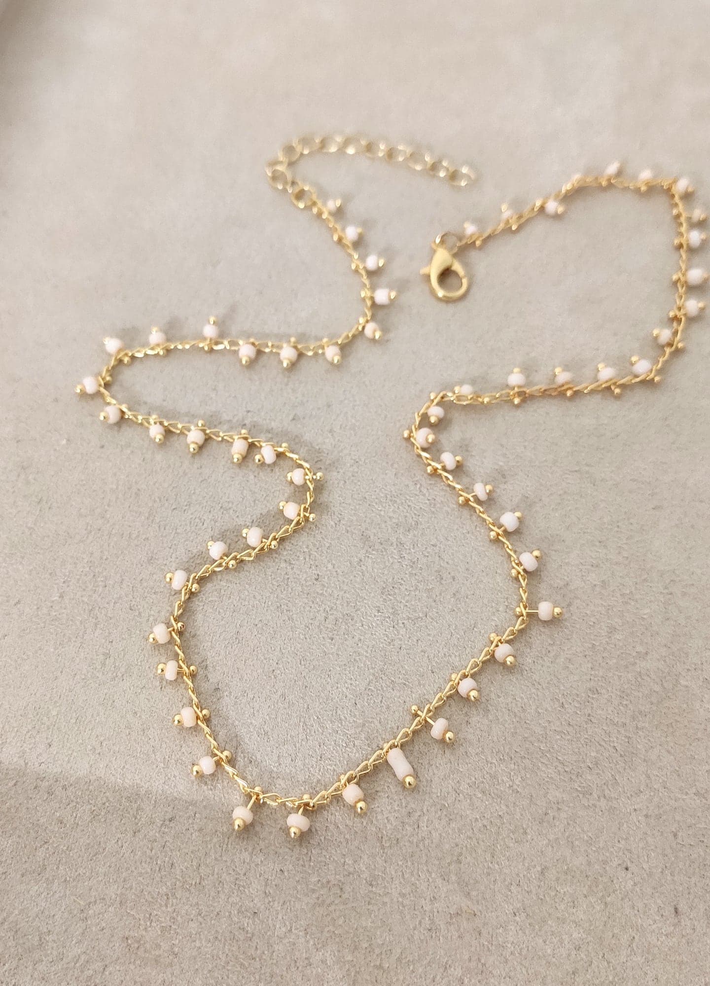 Gold Plated Crystal Stone Chain Necklace on Brass