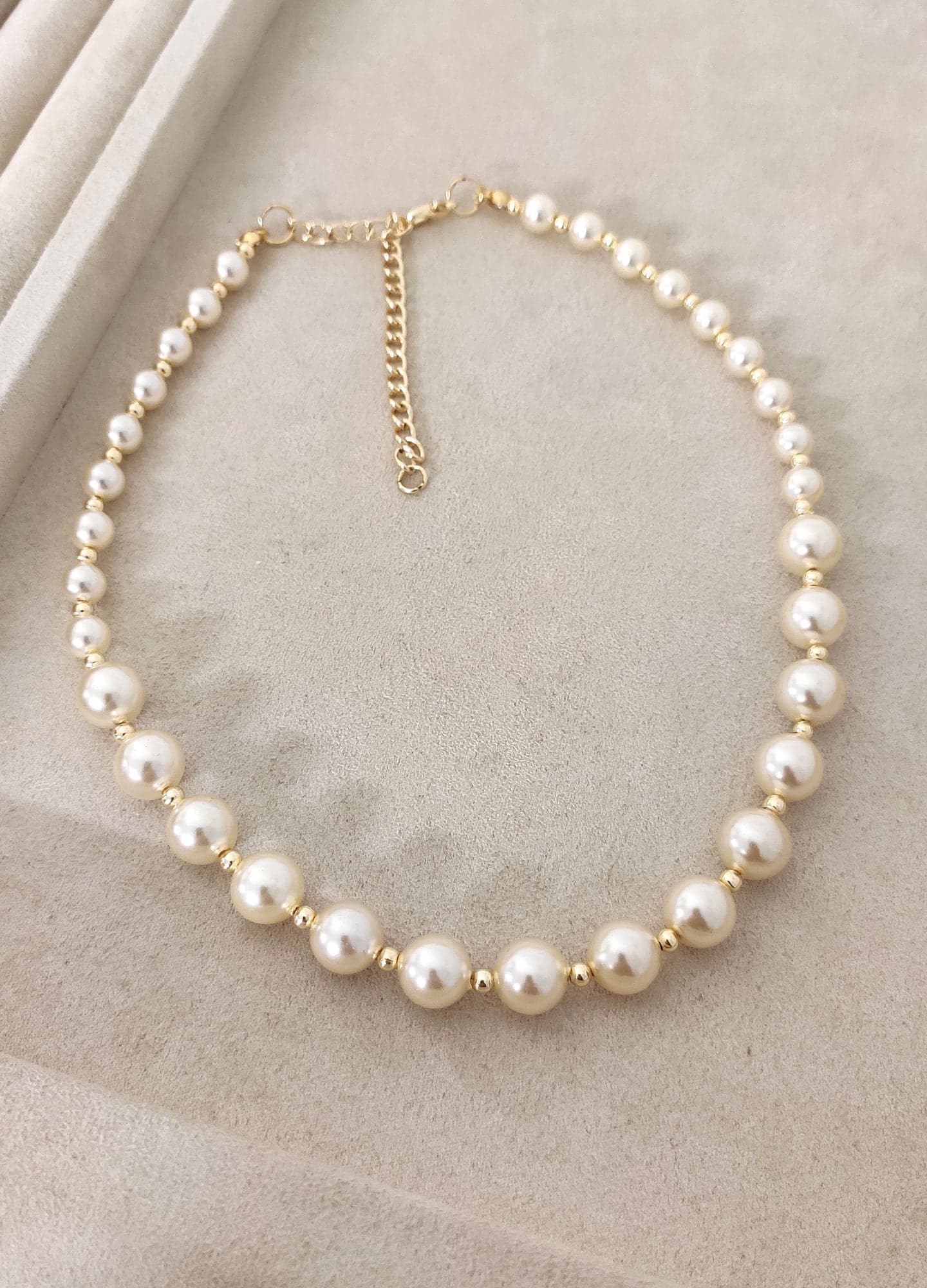 Gold Plated Pearl String Necklace on Brass