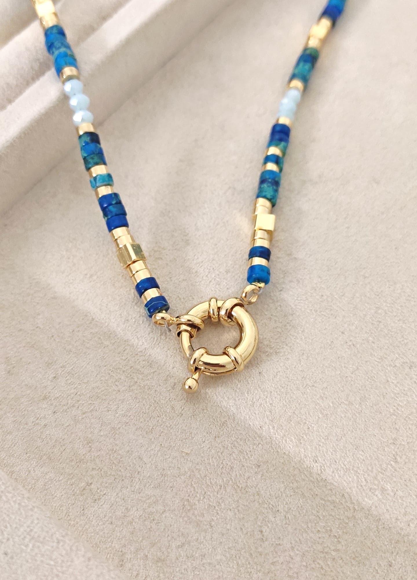 Gold Plated Turquoise Stone Necklace on Brass