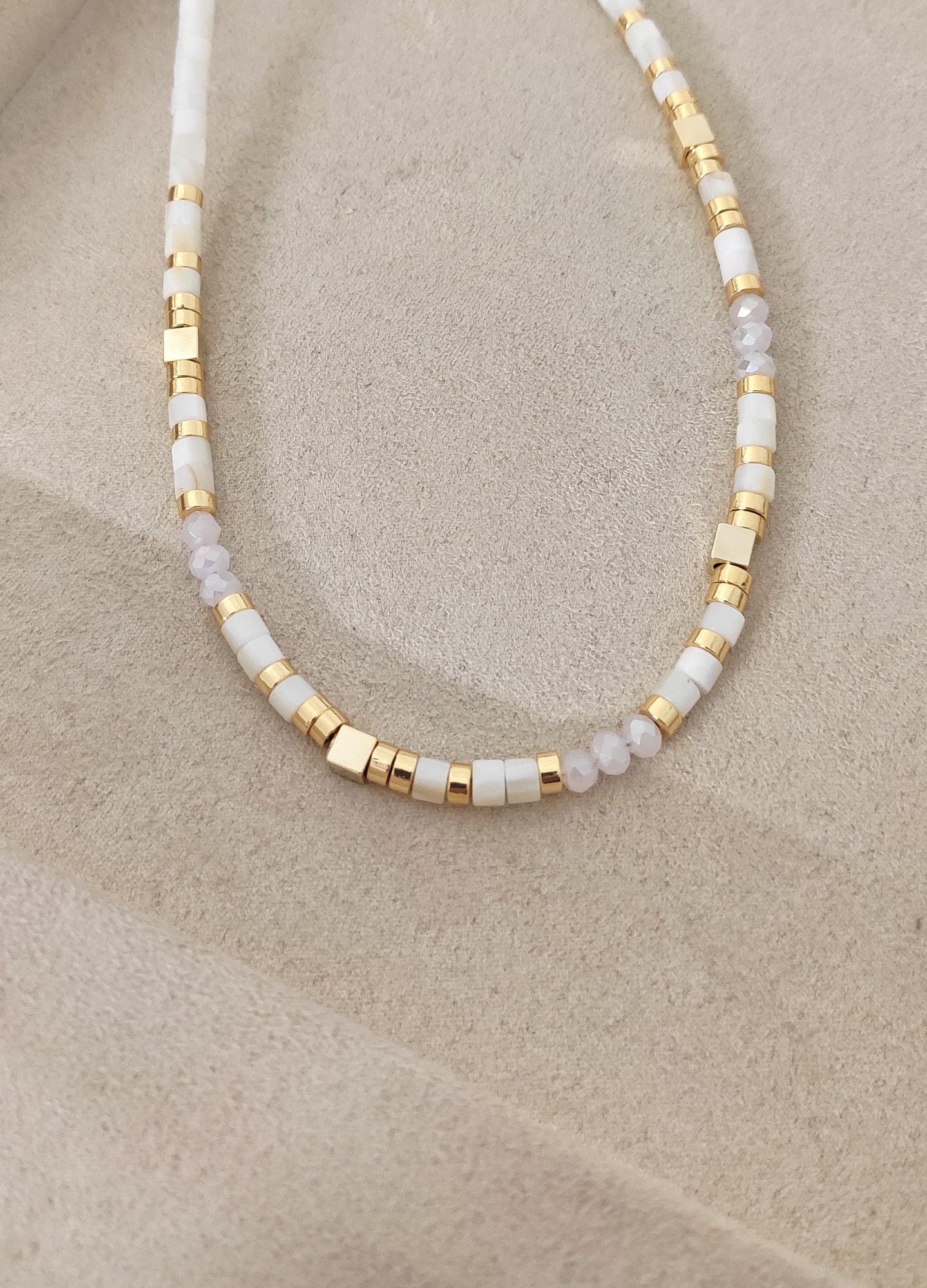Brass Gold Plated Variasite Stone Necklace