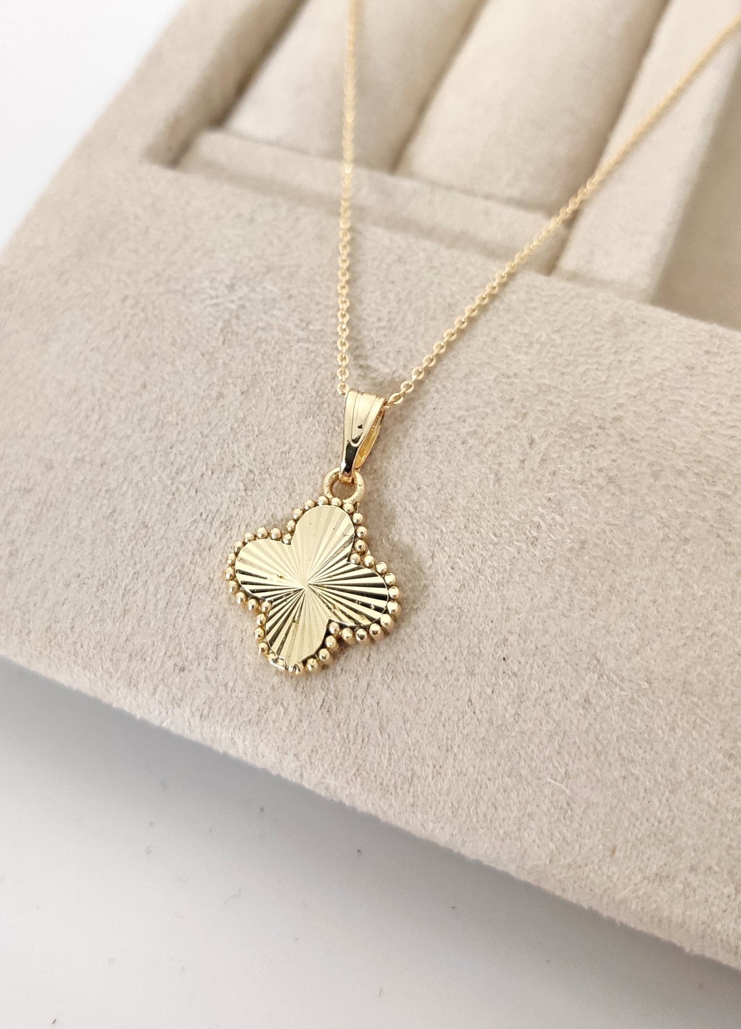 Gold Plated Clover Pendant Necklace on Brass