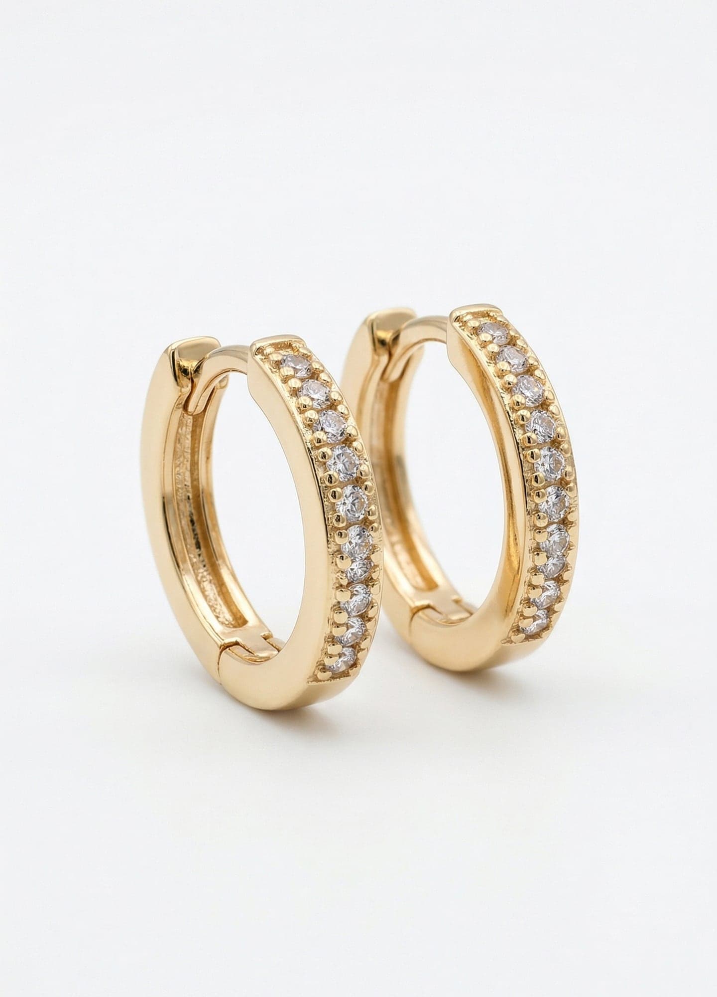 Gold Plated Zircon Stone Hoop Earrings on Brass