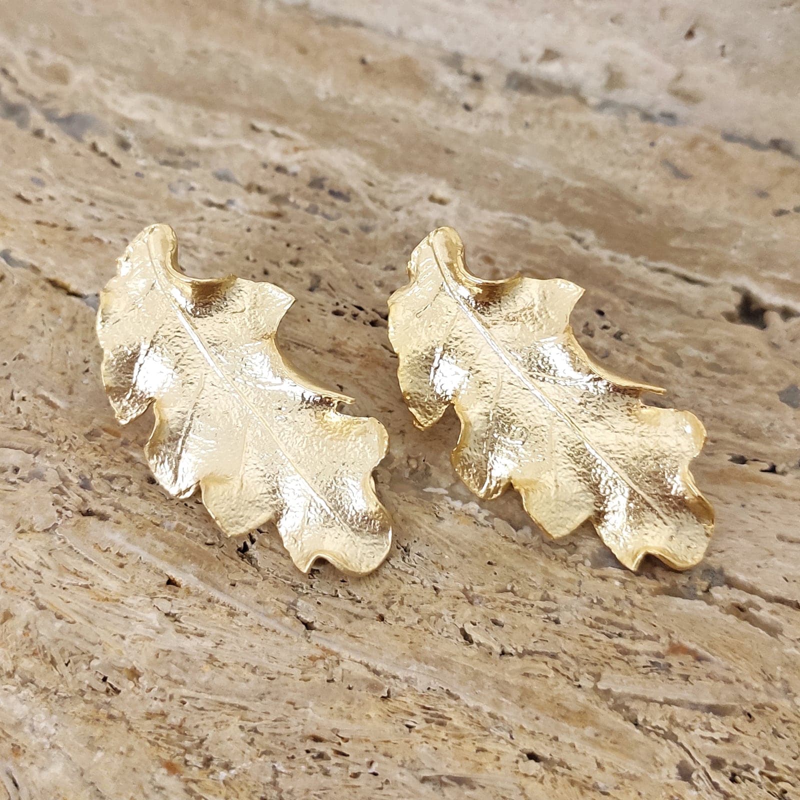 Gold Plated Leaf Earrings on Brass