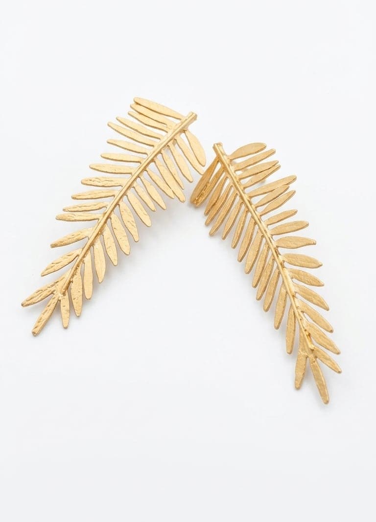 Gold Plated Leaf Earrings on Brass