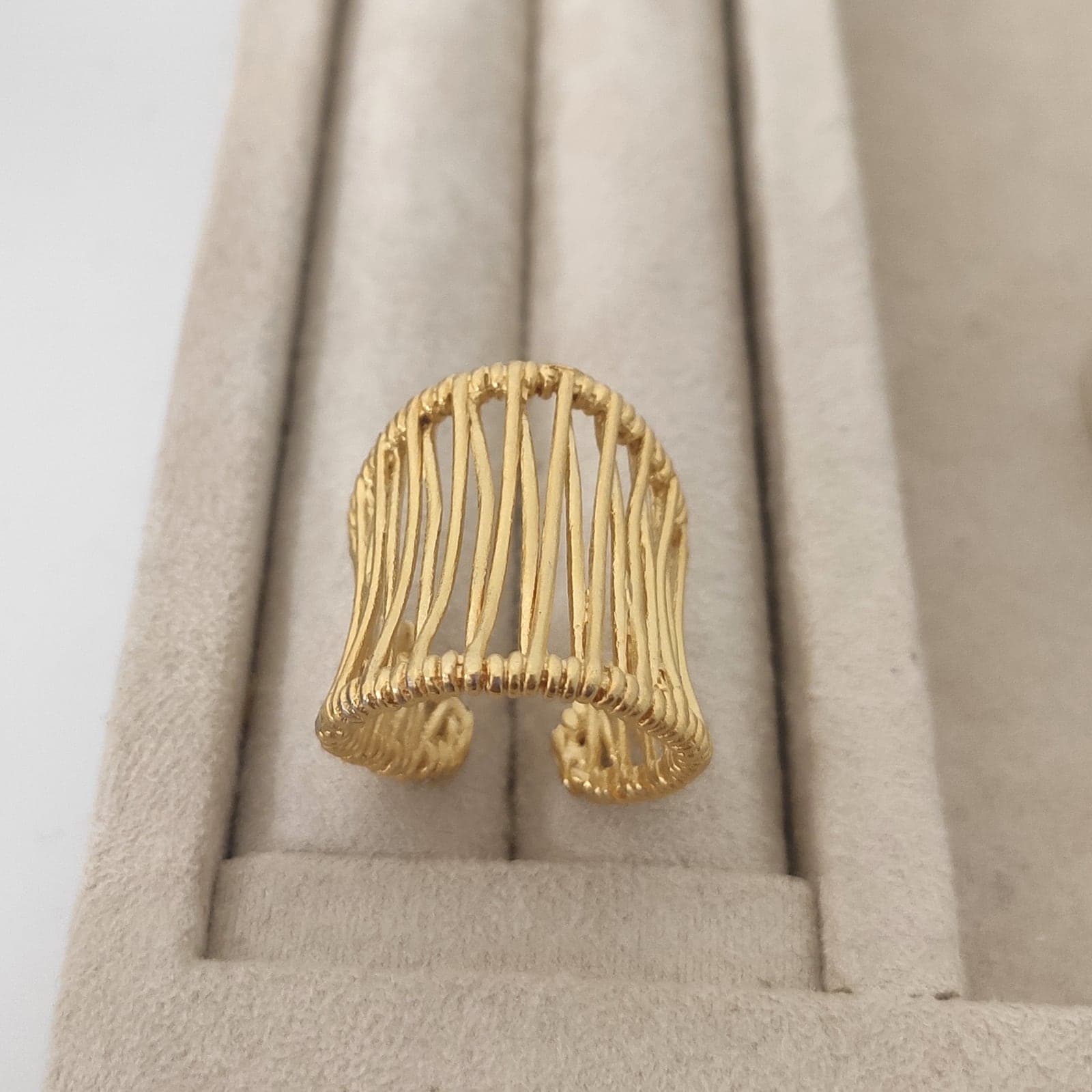 Gold Plated Adjustable Spiral Ring in Brass