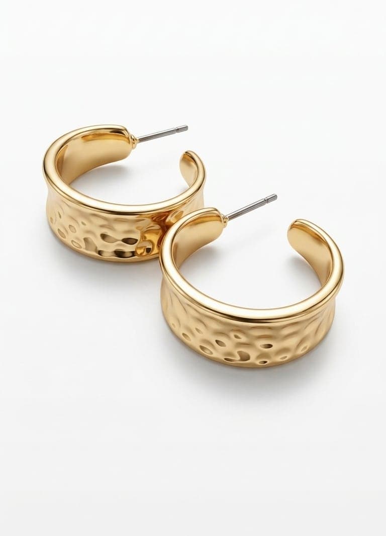 Gold Plated Curved Earrings on Brass