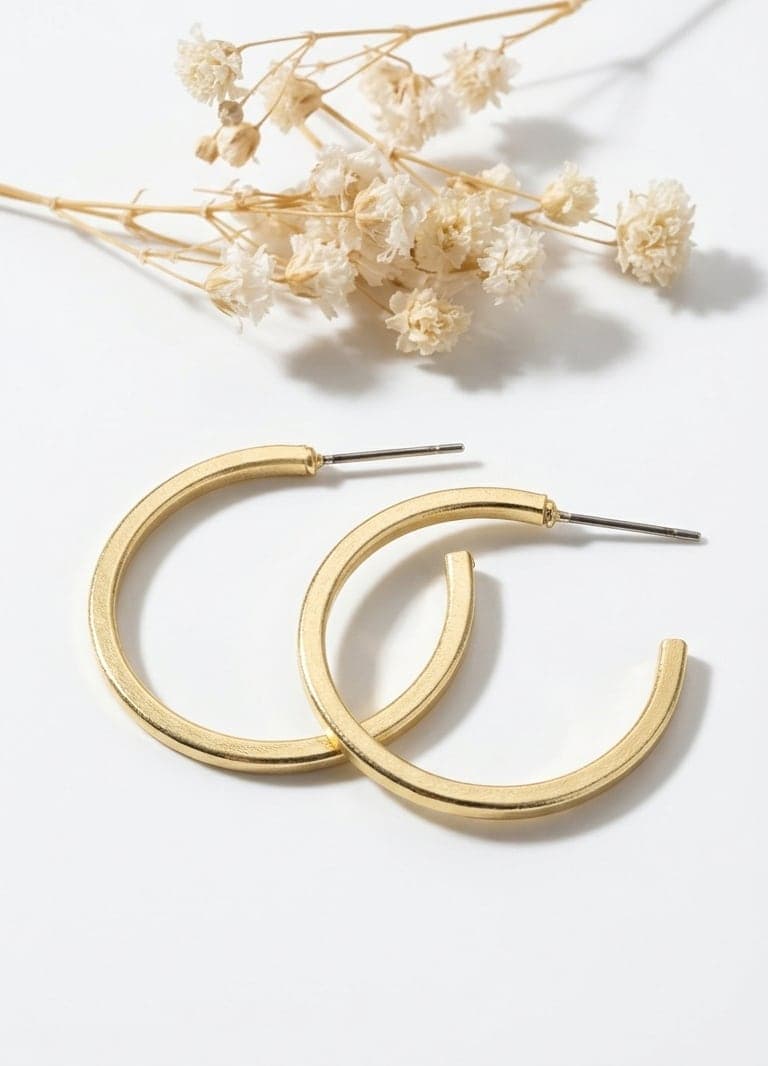Gold Plated Brass J Earrings