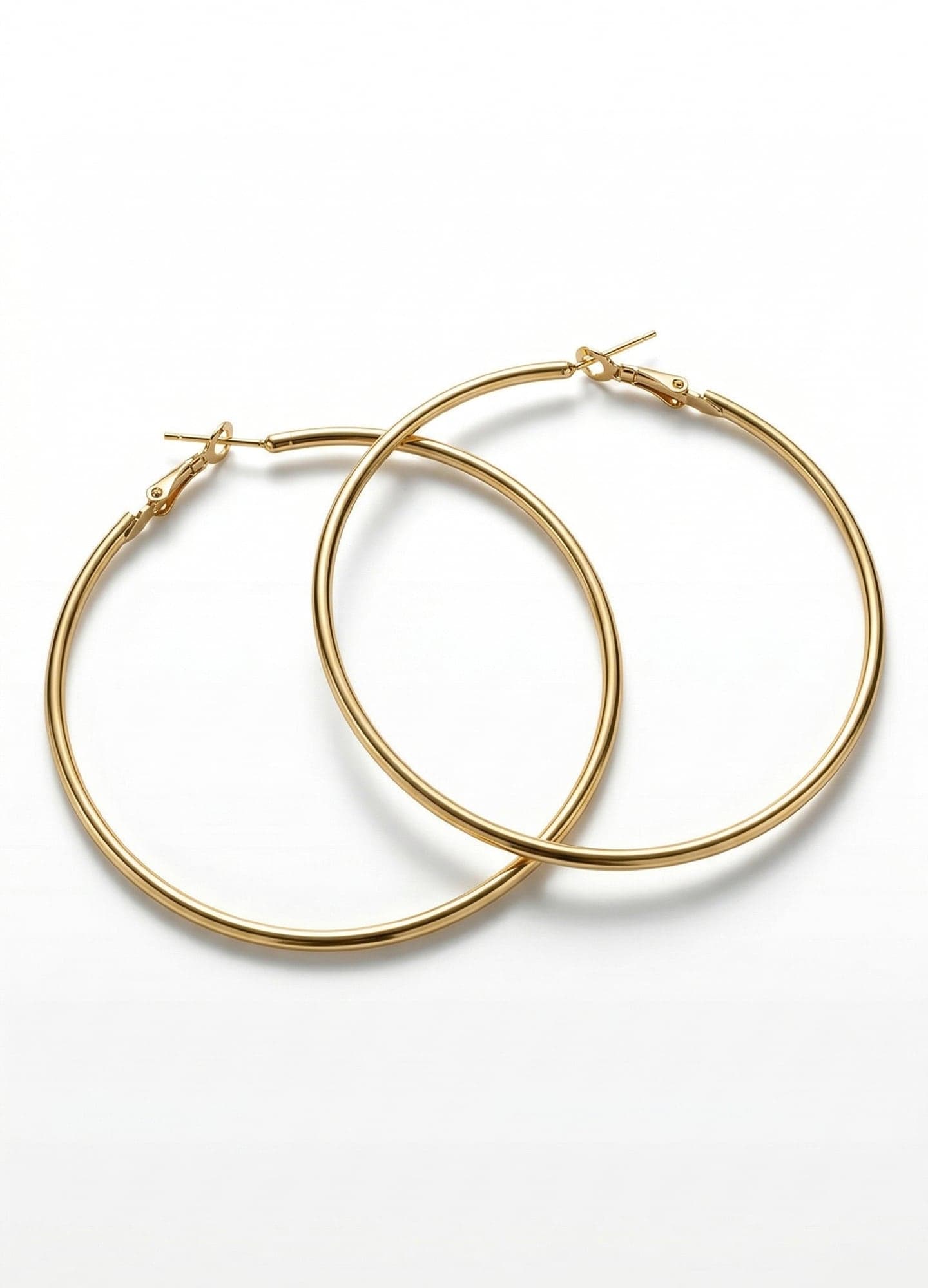 Gold Plated Brass Twist Model Big Hoop Earrings