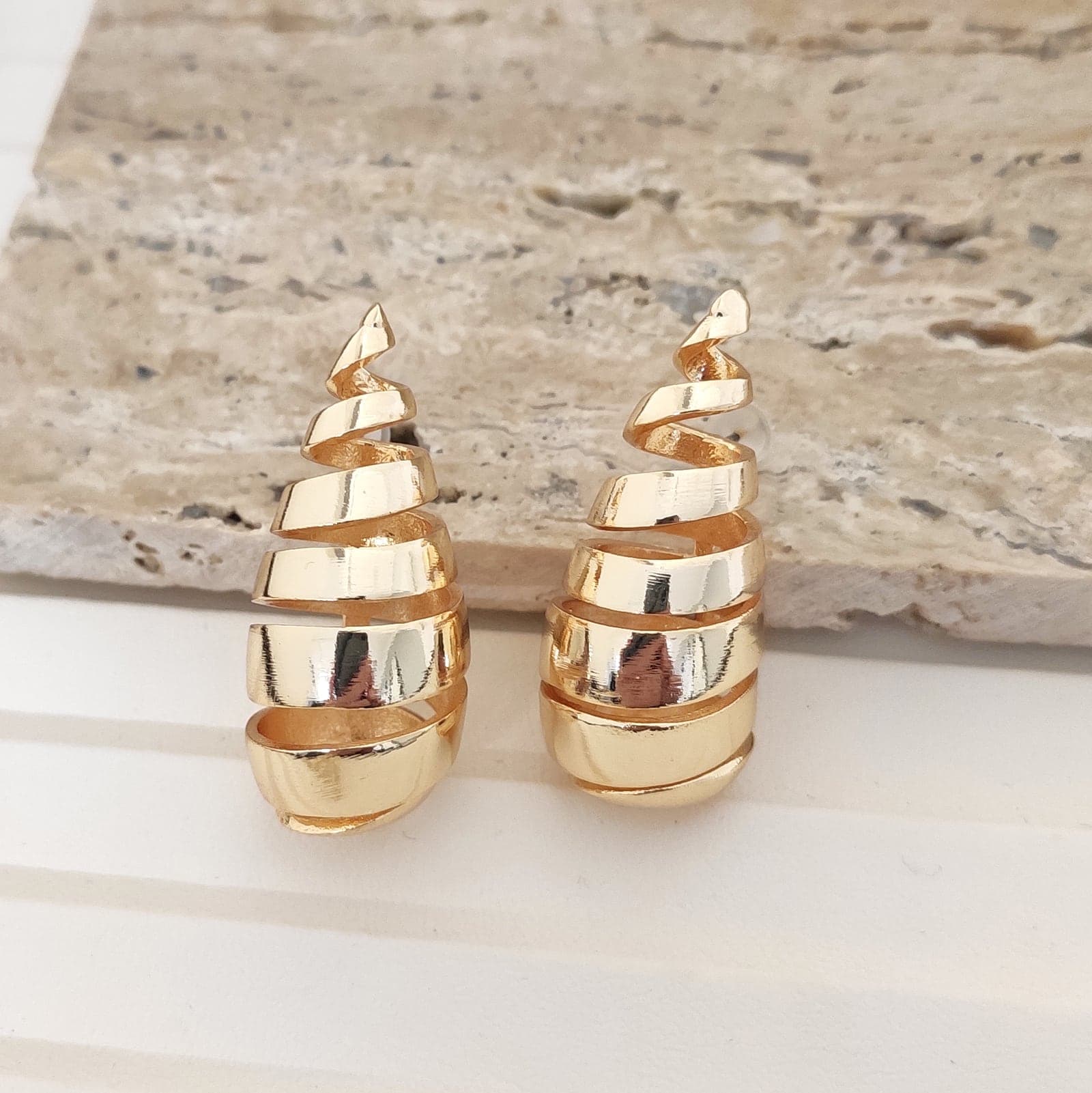 Gold Plated Brass Cut Drop Earrings