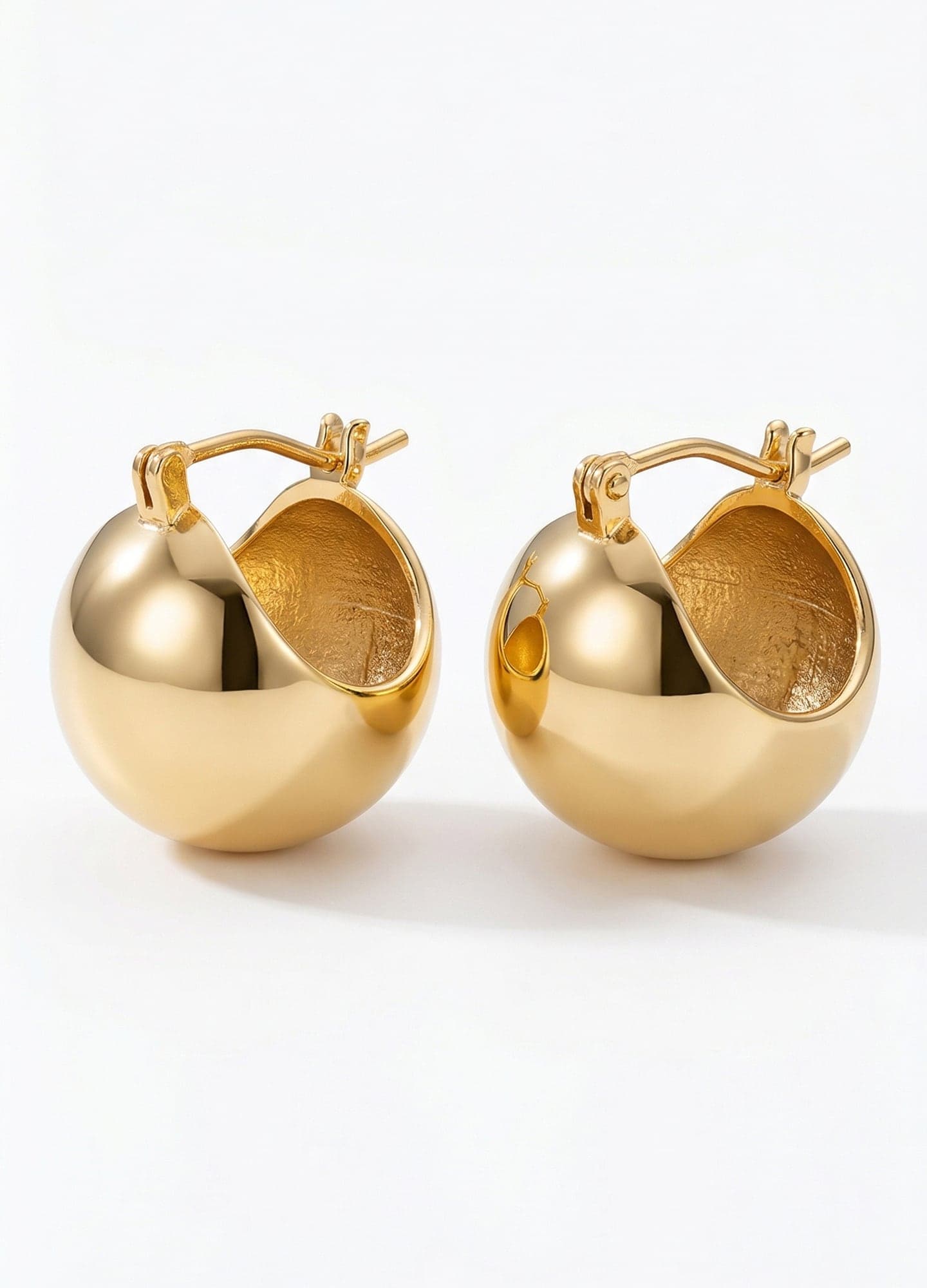 Gold Plated Hollow Ball Earrings on Brass