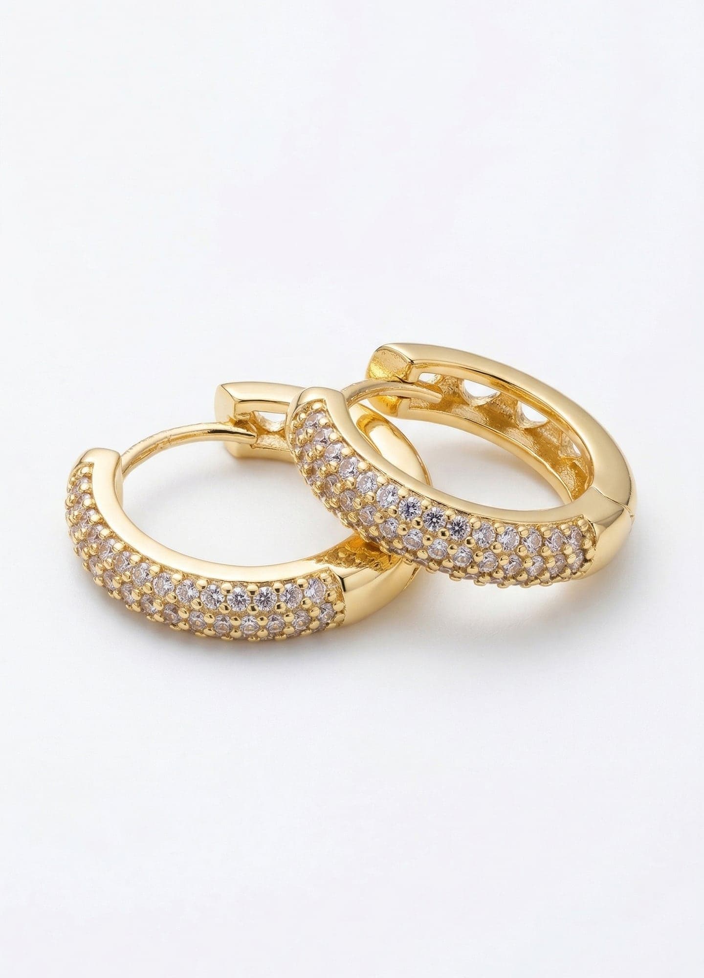 Gold Plated Zircon Stone Hoop Earrings on Brass