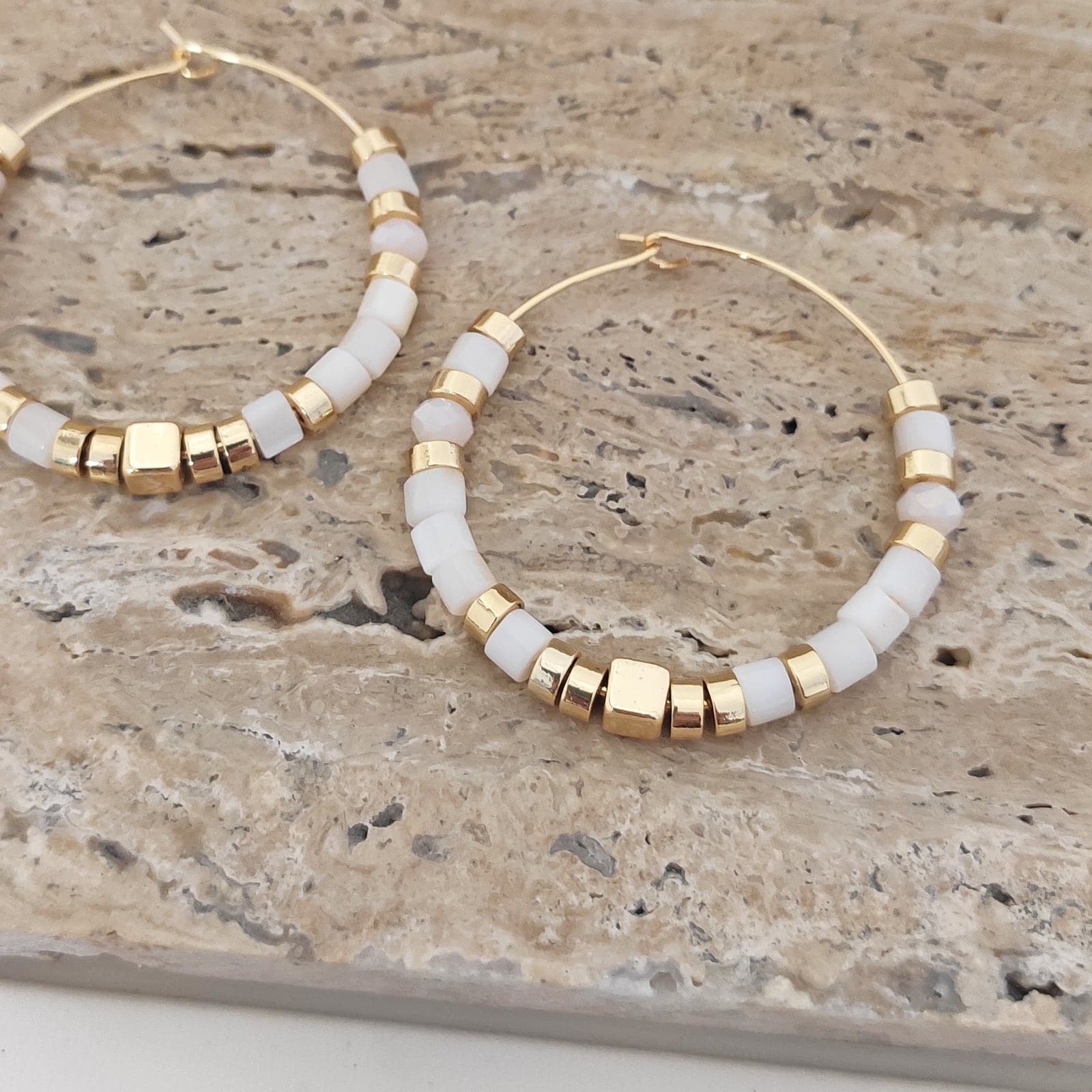 Earrings with Gold Plated Varasit Stone on Brass