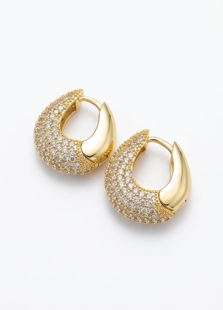 Gold Plated Zircon Stone U Earrings on Brass