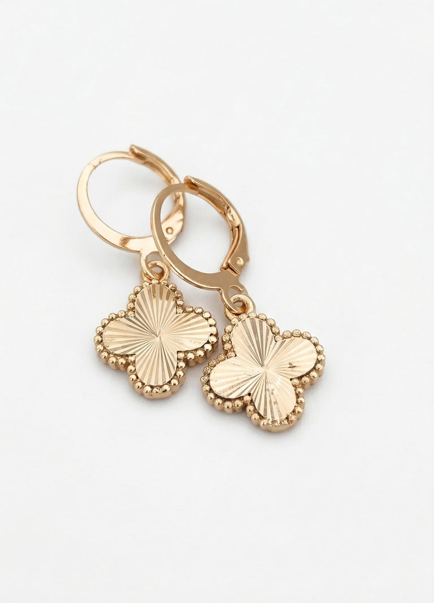 Gold Plated Brass Yellow Clover Dangle Earrings