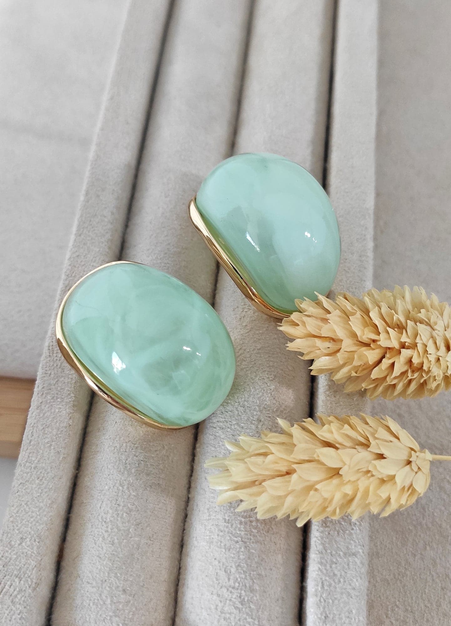Brass with Gold Plated Turquoise Enamel Stud Earrings
